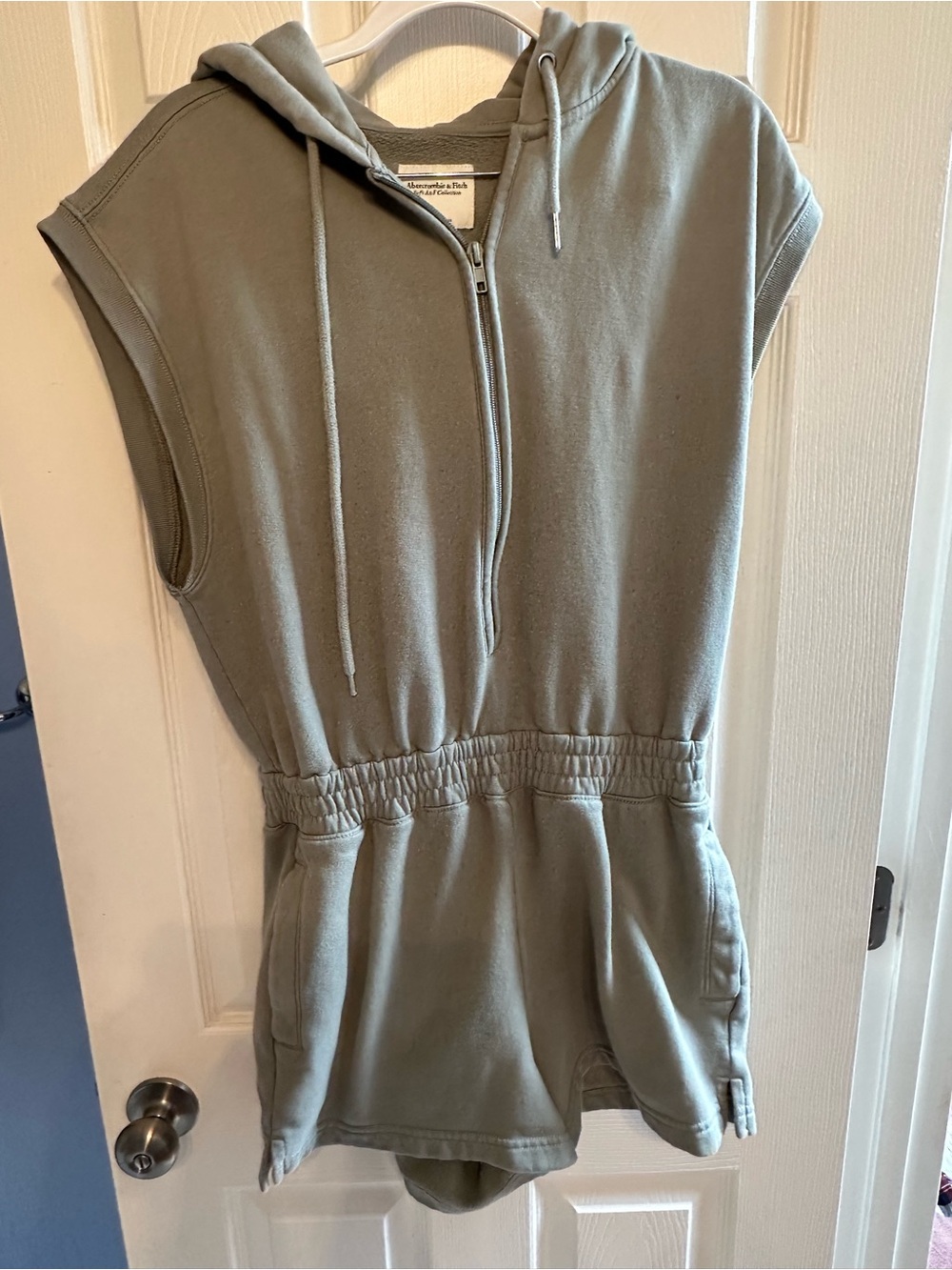 Abercrombie & Fitch Sage Green Hooded Sleeveless Romper